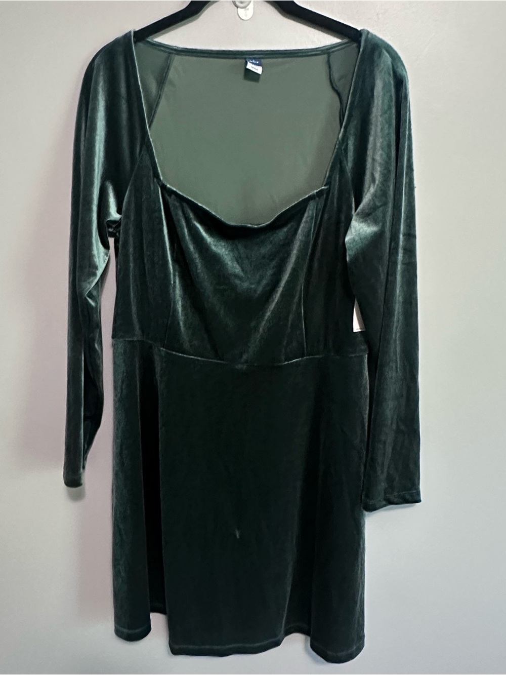 Old Navy Velvet Dress Women’s Petite Large Green Long Sleeve NWT